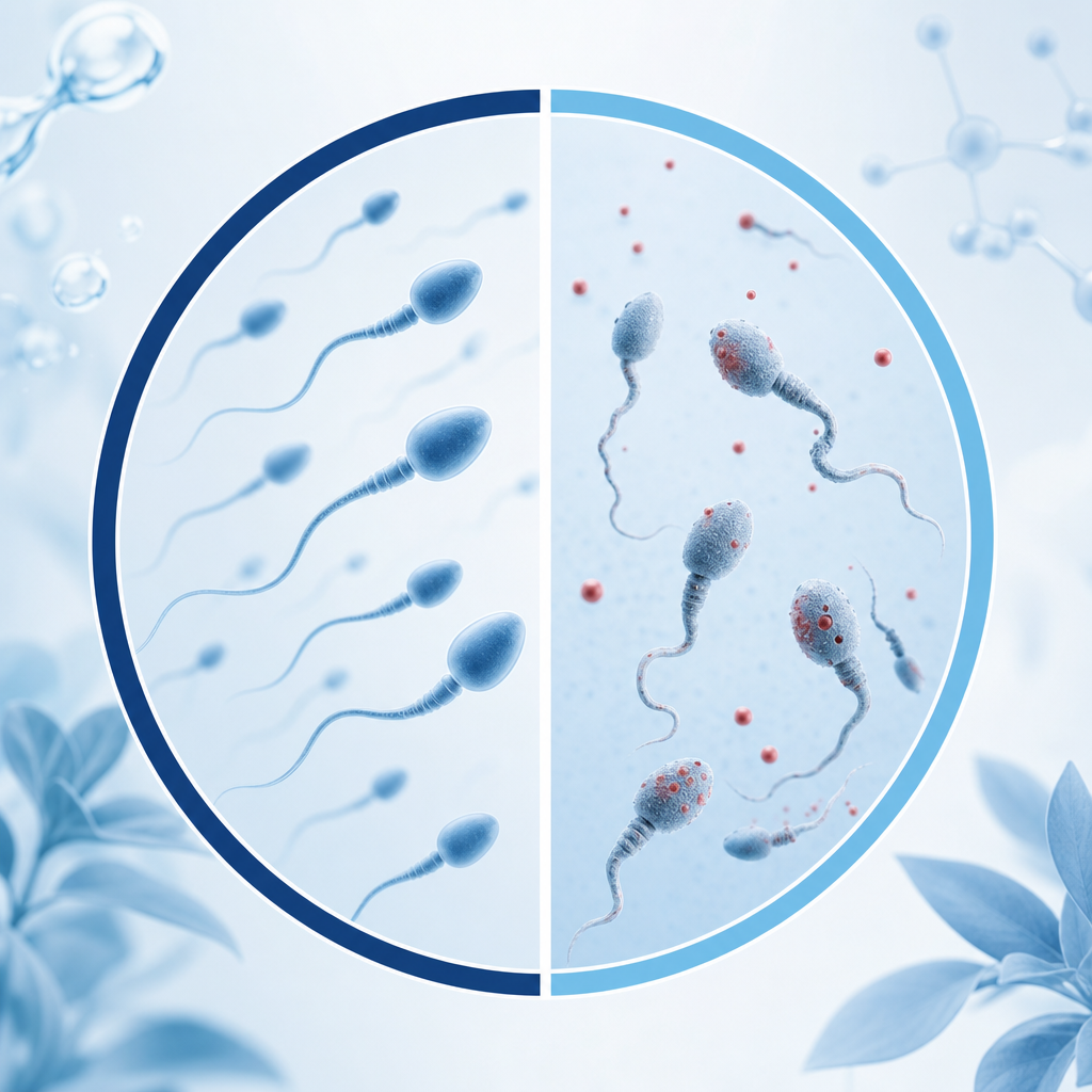 Comparison of normal sperm movement and reduced sperm motility